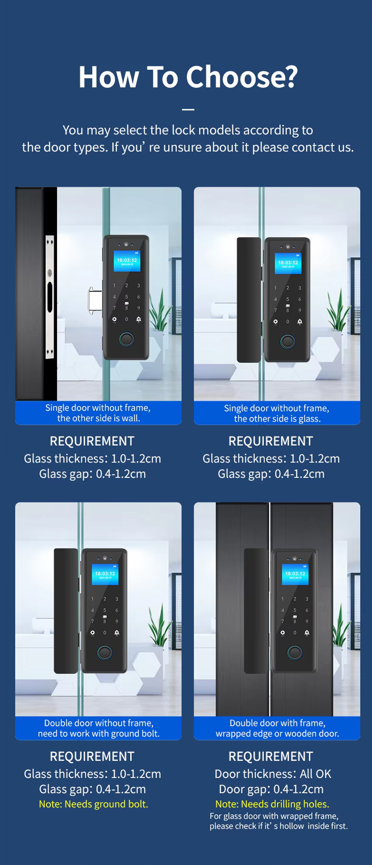 Fingerprint Glass Door Lock